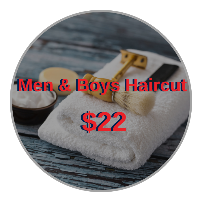 men & boys haircut $22